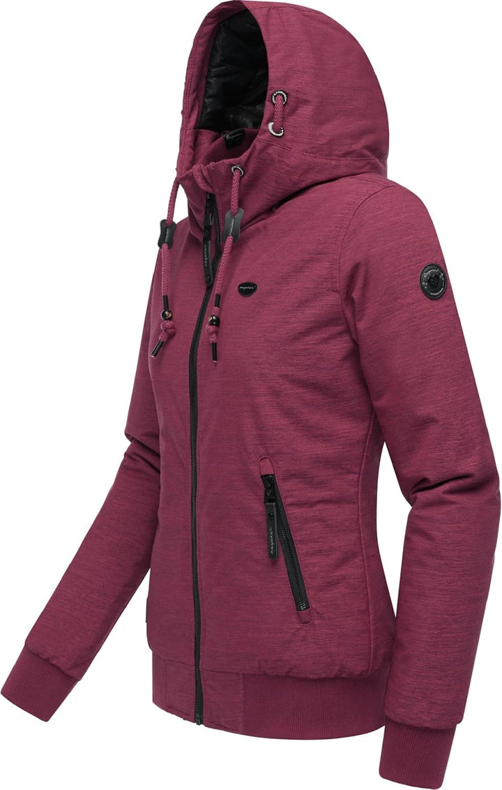 Ragwear Damen warme wasserdichte Winterjacke Outdoorjacke mit Kapuze Nuggie Melange XS-6XL XS Wine25