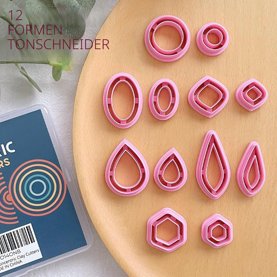 Keoker Konzentrische Kreis-Tonschneider für Polymer-Ton-Schmuck, 12 Formen, organische Polymer-Tonsc