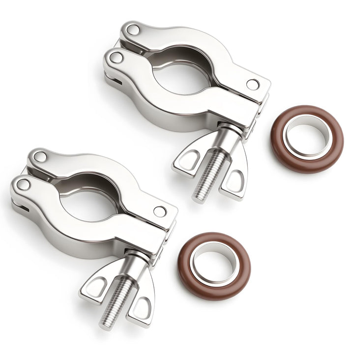 2 Stück KF16 Edelstahl 304 Klemme mit Edelstahl 304 Zentrierring KF16 mit Schnellspannern und O-Ring