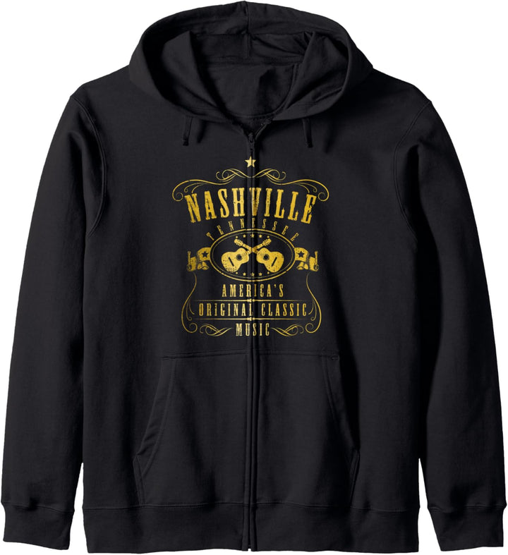 Nashville Tennessee Country Music City Gitarre Vintage Nash Kapuzenjacke