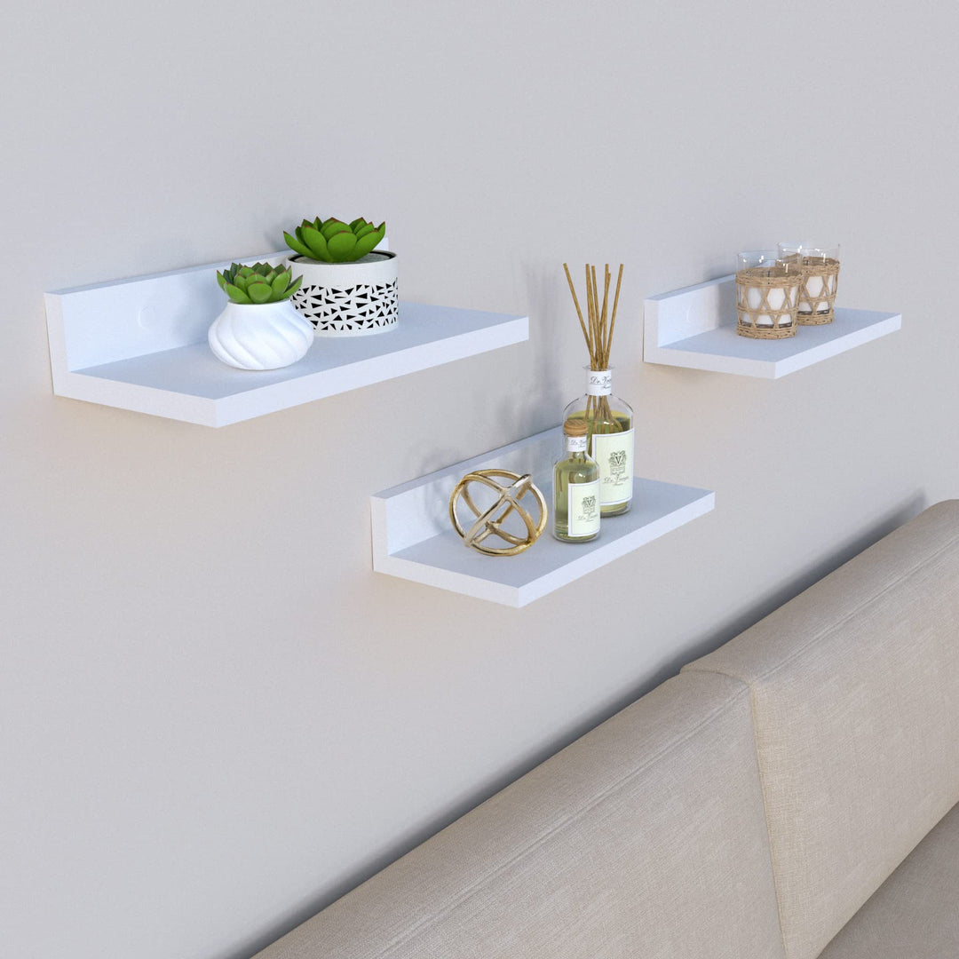 Henor Set mit 3 Wandregalen aus FSC® Holz 35 x 17 x 7.5 cm. Weiss 3x35 Weiss, 3x35 Weiss