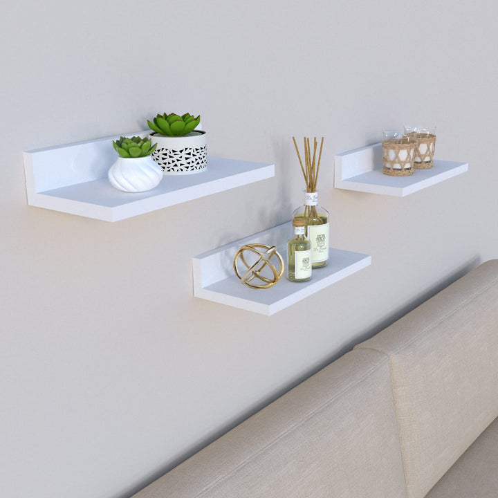 Henor Set mit 3 Wandregalen aus FSC® Holz 35 x 17 x 7.5 cm. Weiss 3x35 Weiss, 3x35 Weiss