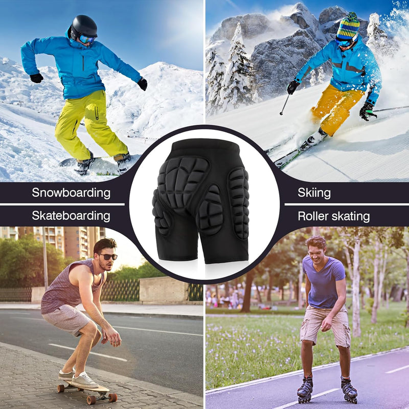 TOMSHOO Protektorhose Herren Damen, 3D-Schutz Gepolsterte Kurze Hose für Snowboarding, Skaten und Sk