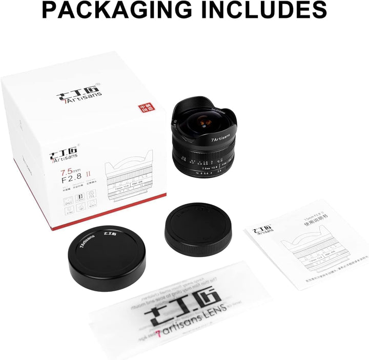 7Artisans 7,5 mm F2,8 II Sony E Mount APS-C Fisheye Prime Objektiv,Manuelles 190° Ultra Weitwinkel F