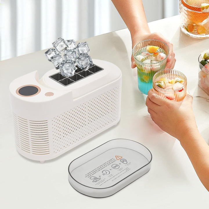 120W Kompakte Eiswürfelmaschine, Tragbarer Eiswürfelbereiter, Mini Eismaschine, 8 Eiswürfel in 10–15
