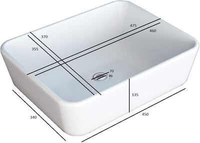 NEG Waschbecken Uno32A (eckig) Aufsatz-Waschschale/Waschtisch (weiss) mit schmalem Rand und Nano-Bes