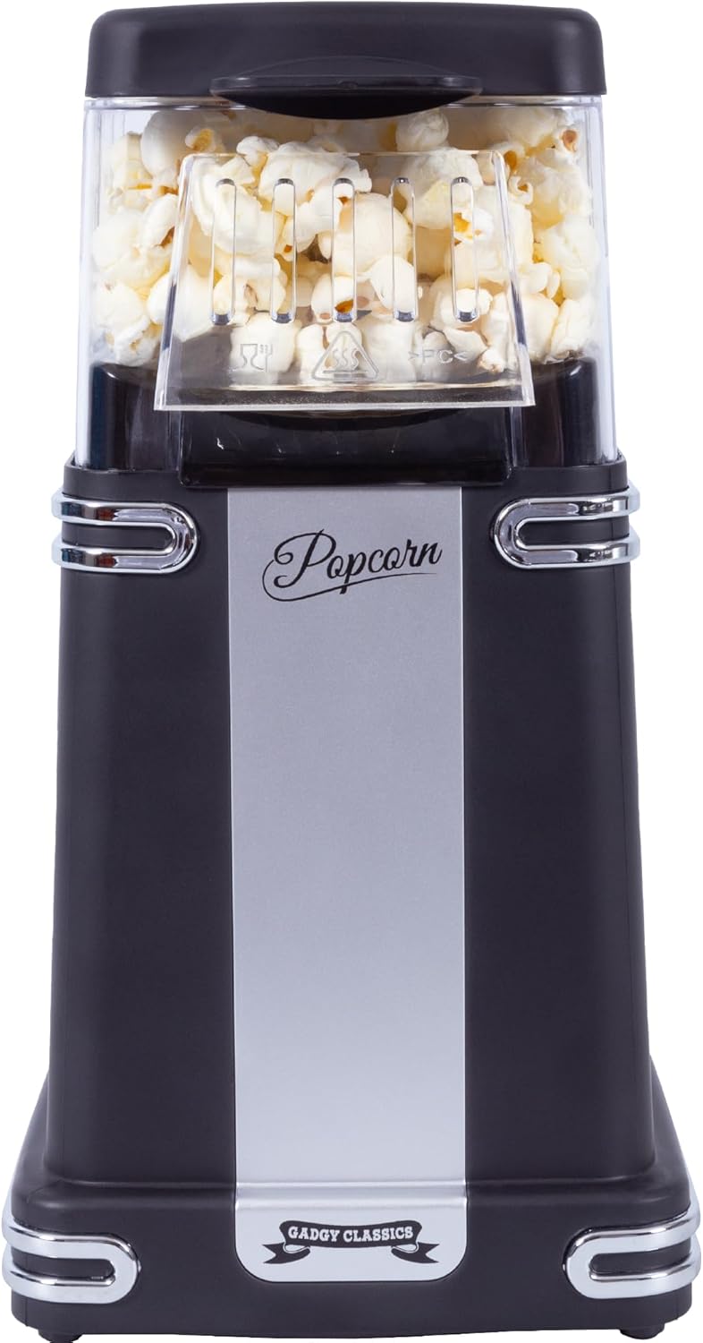 Gadgy Popcornmaschine Heissluft - Retro Popcorn Maker - Popcorn Maschine für Fettfreies Ölfreies Pop