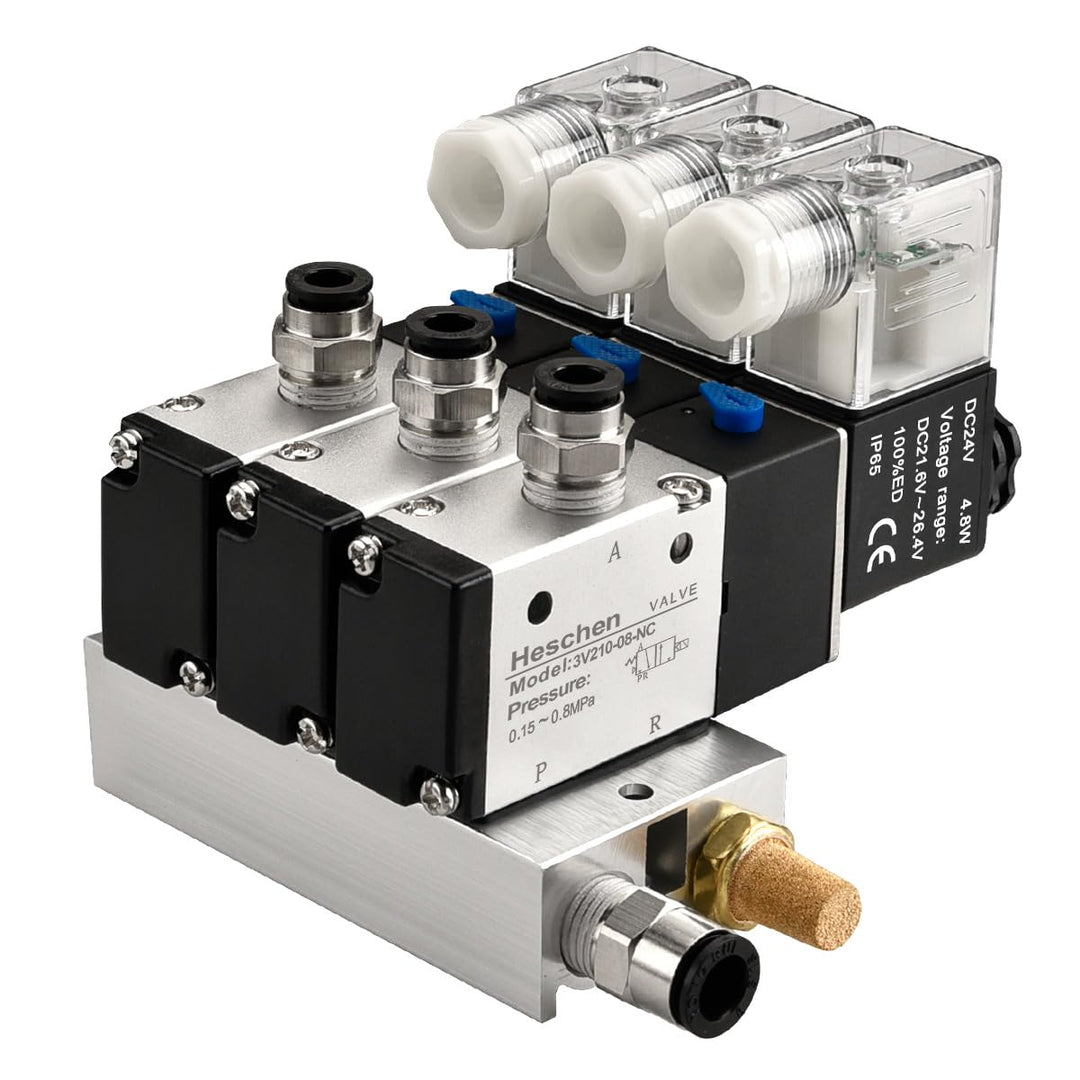Heschen Elektrisches pneumatisches Dreifach-Magnetventil, 3V210-08, DC24V, PT1/4, 3/2-Wege, Krümmers