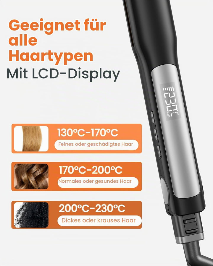 Faszin Professioneller Haarglätter 2-in-1, Ionen-Platten aus Titan, Heizung in nur 20 Sekunden, klar