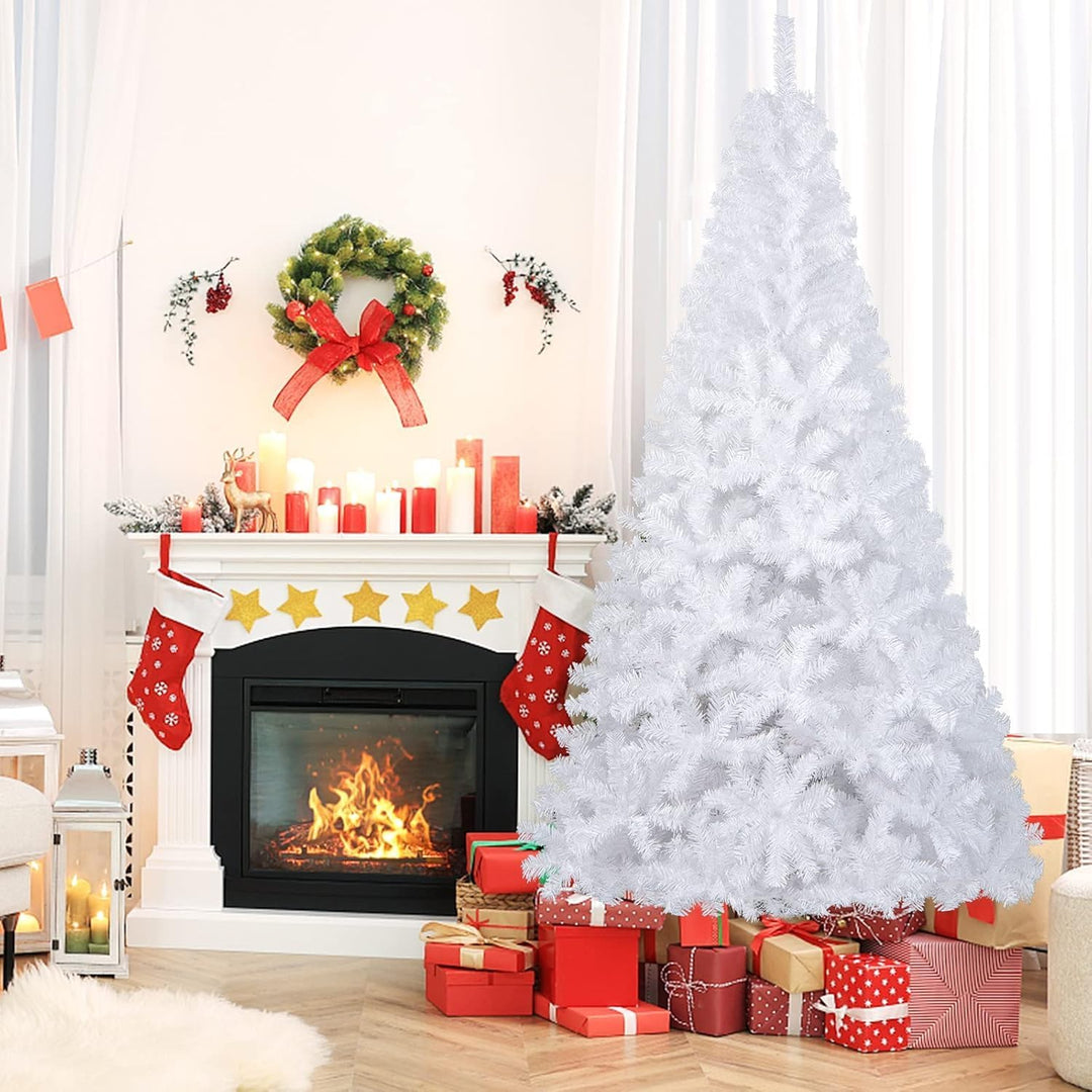 RELAX4LIFE Weisser künstlicher Weihnachtsbaum 150/180/210/240cm, Tannenbaum Christbaum, inkl. Metall