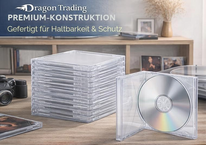Transparente CD-/DVD-Hüllen (10,4 mm) für jeweils 1 CD/DVD (10er-Packung) von Dragon Trading®