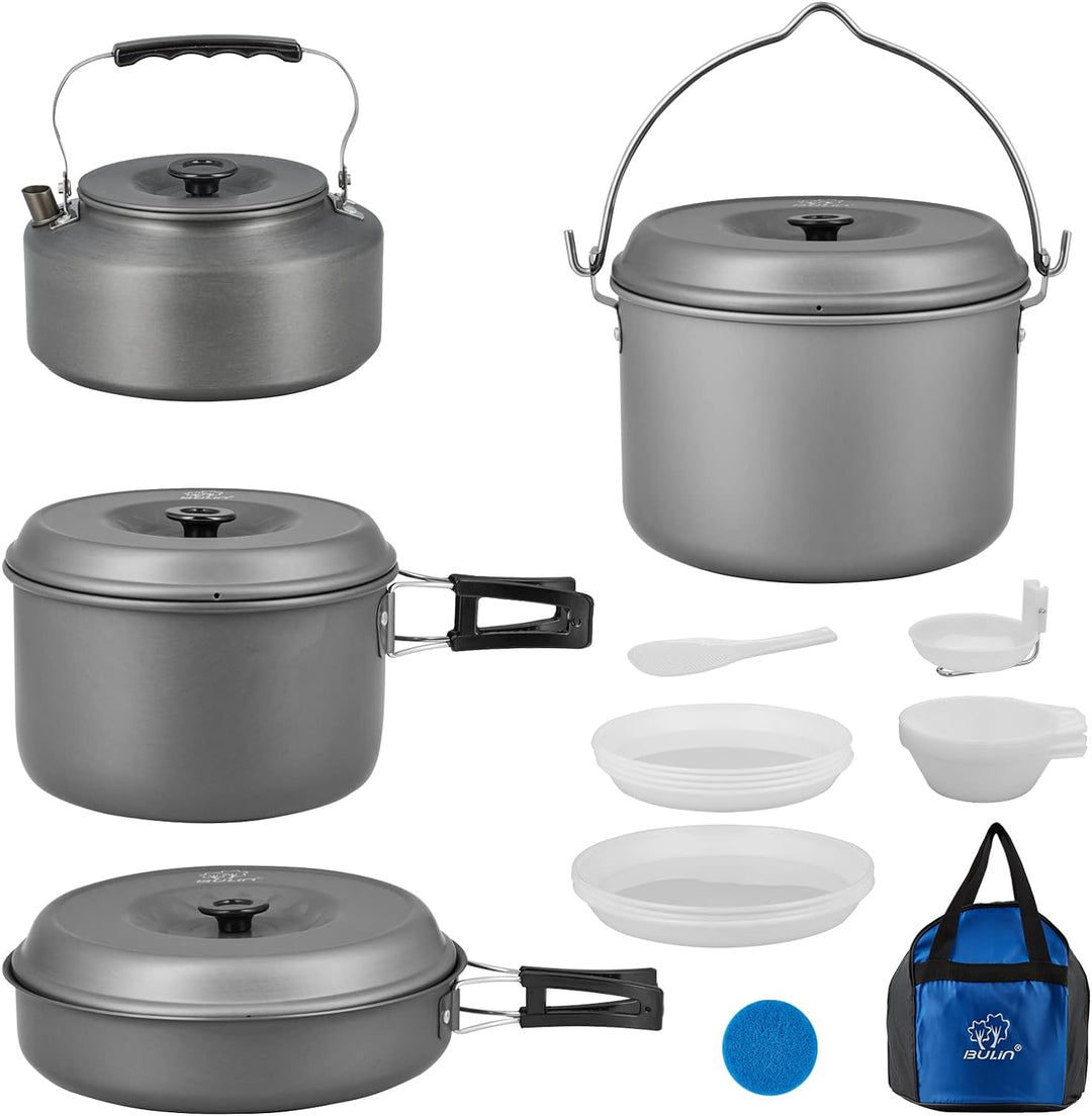 Bulin Camping Kochgeschirr Set Tragbar Outdoor Geschirr Set Aluminium Faltbare Camping Topf Kochtopf