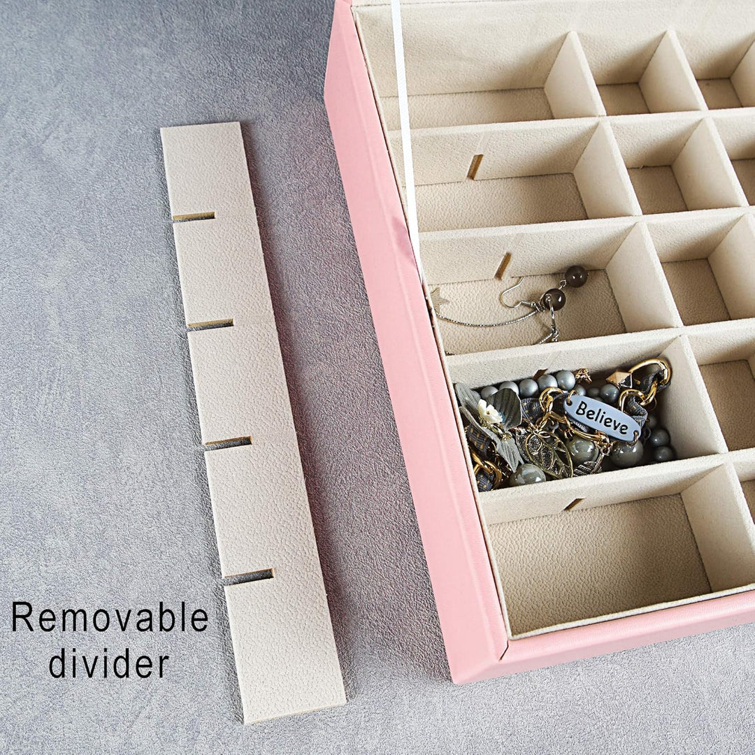 Frebeauty Ohrring-Organizer, klassische Schmuckschatulle mit 50 Fächern, doppellagig, mit 6 Haken fü