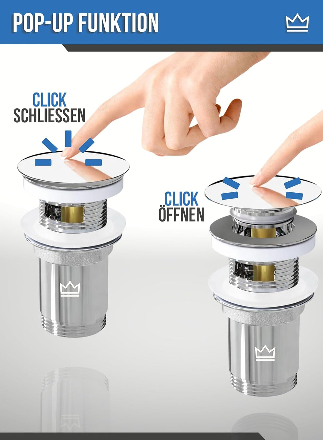 FEINER® 2-er Set, Waschbecken Ablaufgarnitur für Waschbecken &amp; Waschtisch Aller Art MIT Überlauf, St