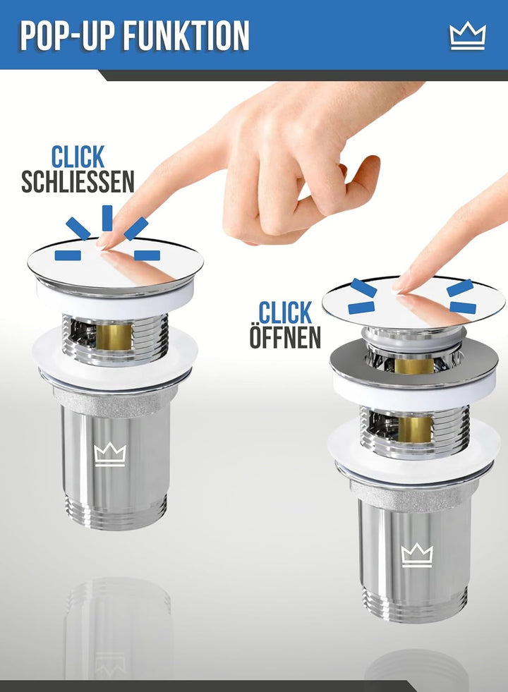 FEINER® 2-er Set, Waschbecken Ablaufgarnitur für Waschbecken &amp; Waschtisch Aller Art MIT Überlauf, St