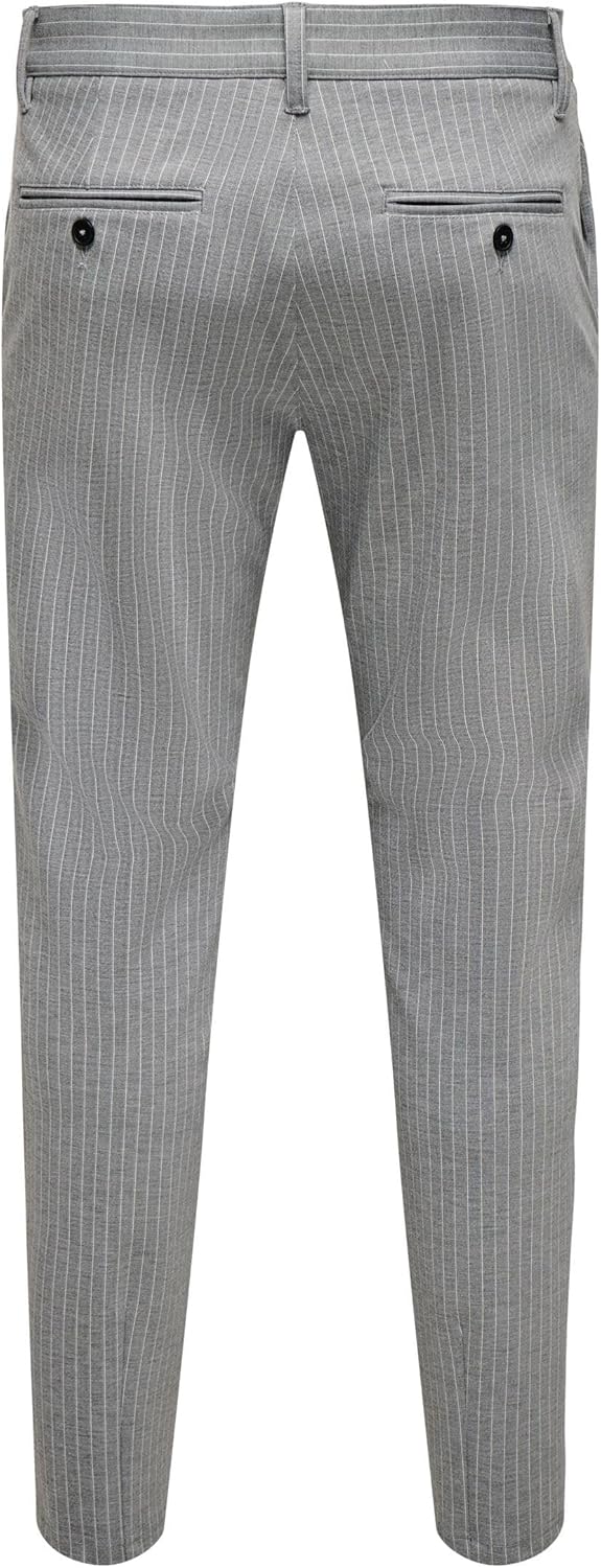 ONLY & SONS Male Chino Hose ONSMARK Pant Stripe GW 3727 NOOS 36W / 32L Light Grey Melange, 36W / 32L