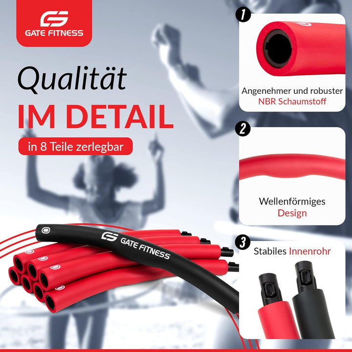 GATE FITNESS Hula Hoop Reifen Erwachsene und Kinder zum Abnehmen [1,2kg / 1,5kg / 2kg] | 6 bis 8 Seg