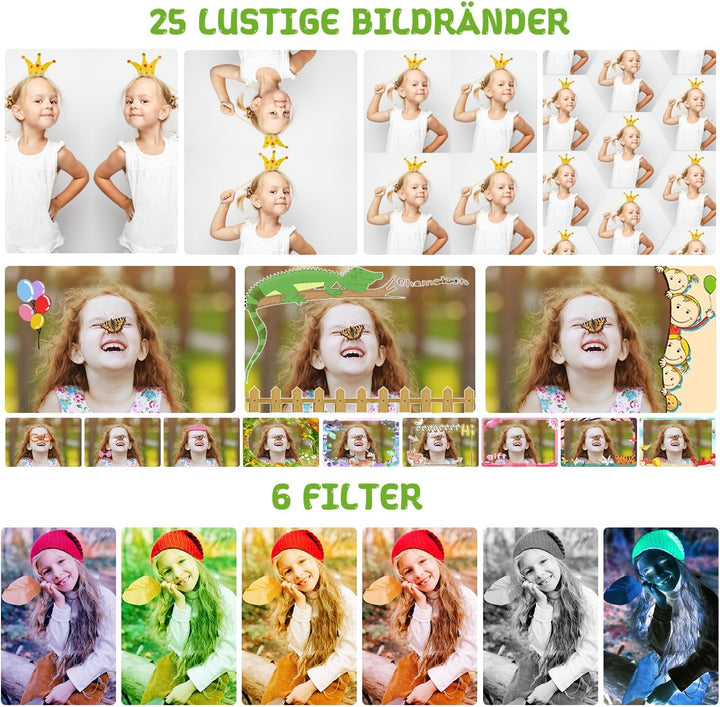 ARNSSIEN Digitalkamera für Kinder Kamera,2,4" IPS Kinderkamera mit 180°Flip | 1080P videokamera &amp; Se