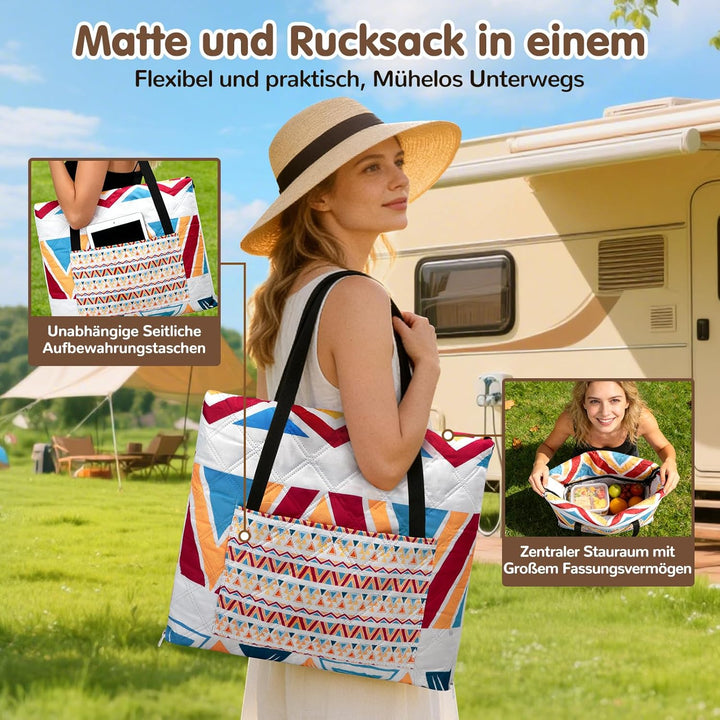Ulikey Picknickdecke, 200 x 200 cm Stranddecke Sandfrei, Boho Picknickdecke Wasserdicht Isoliert, Tr
