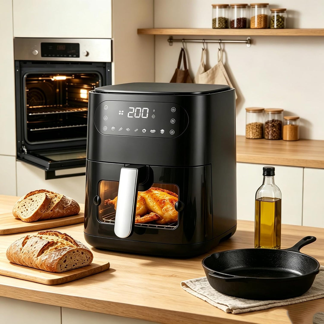 6L schwarzer Einzeltopf-Heissluftfritteuse