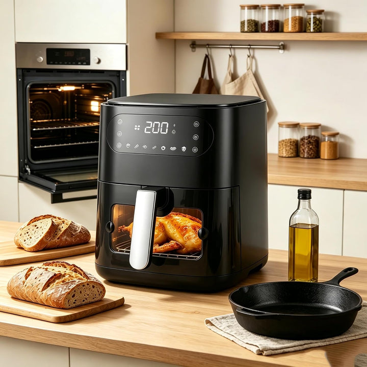 6L schwarzer Einzeltopf-Heissluftfritteuse
