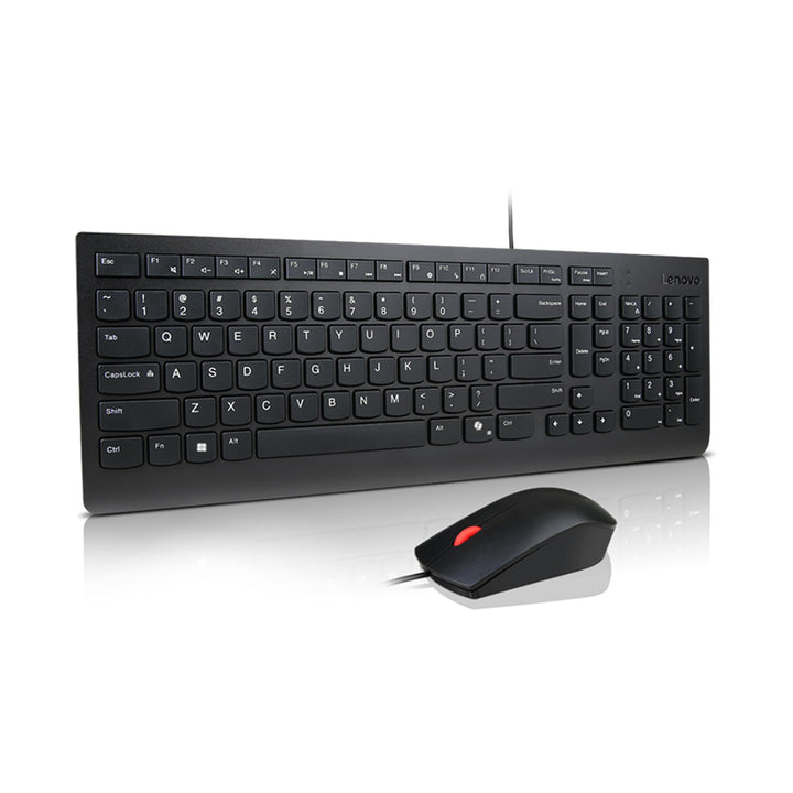 Lenovo Essential Combo Tastatur + Maus verkabelt – USB, kompaktes Layout mit Tastatur, ergonomische
