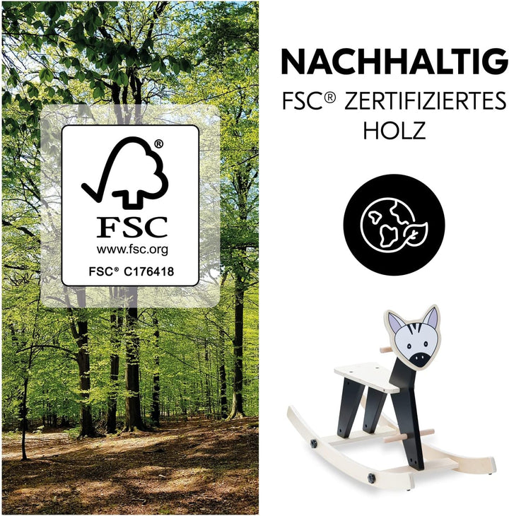 hauck Schaukeltier für Kleinkinder Rock N Swing ab 18 Monate bis 50 kg, Schaukelpferd Holz (FSC® Zer