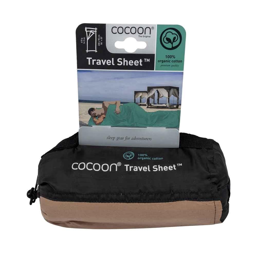 Cocoon Bio Baumwollschlafsack Travel Sheet - Organic Cotton earth brown Rechteck, earth brown Rechte
