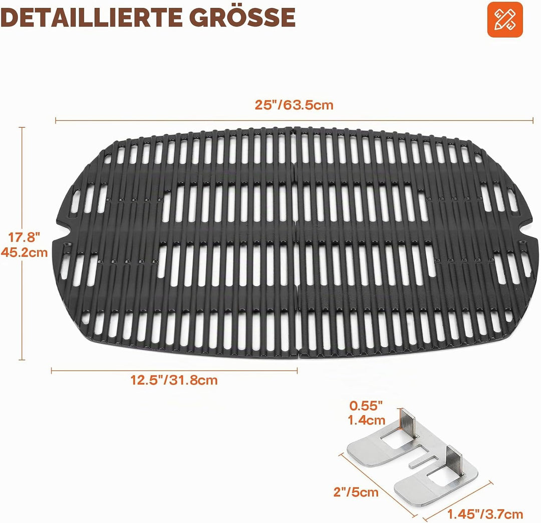 Onlyfire Grillrost Gusseisen für Weber Q300, Q320, Q3000, Q3100, Q3200 Serie Gas Grill,BBQ Ersatz fü