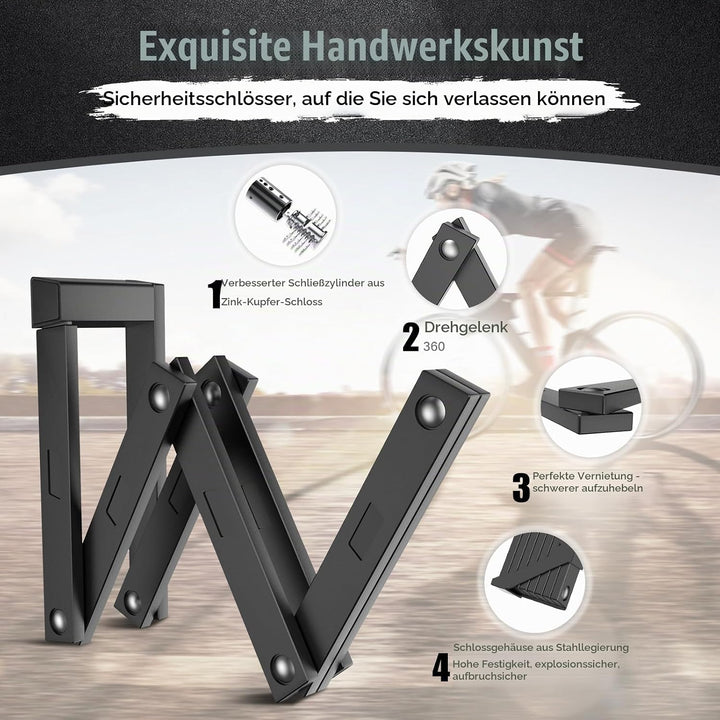 IMAYCC Fahrradschloss Faltschloss Hohe Sicherheit, 120CM Bike Lock mit Halterung, Robustes Faltschlo
