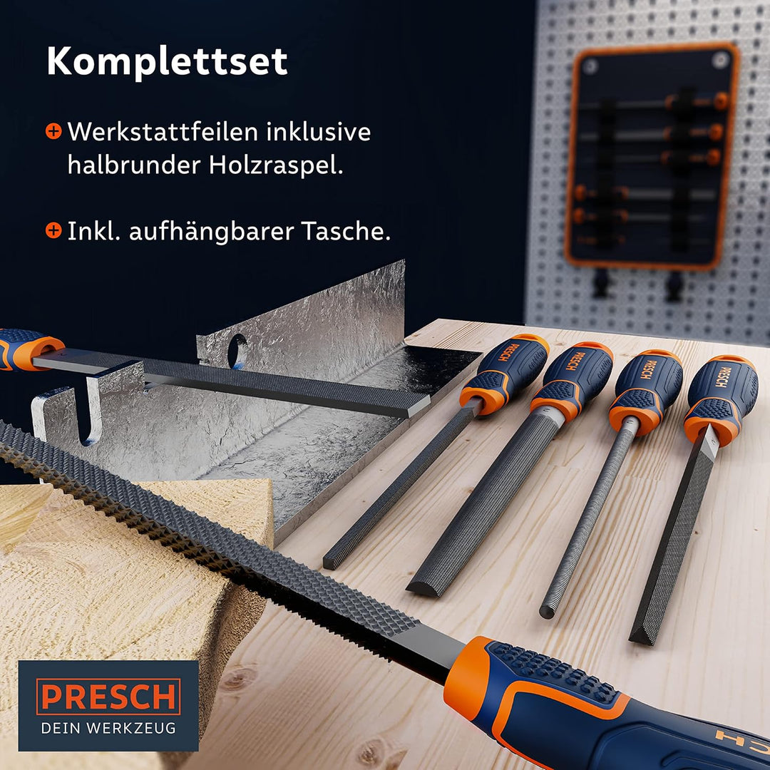 Presch Feilenset Metall und Holz 6tlg. inkl Rolltasche - Hochwertiges Profi Feilen Set mit Hieb 2 in