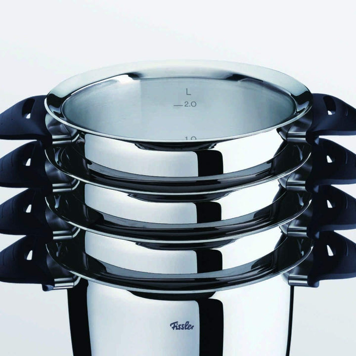 Fissler Intensa / Edelstahl-Topfset, 4-teilig, Töpfe mit Metall-Deckel (2 Kochtöpfe, 1 Bratentopf, 1