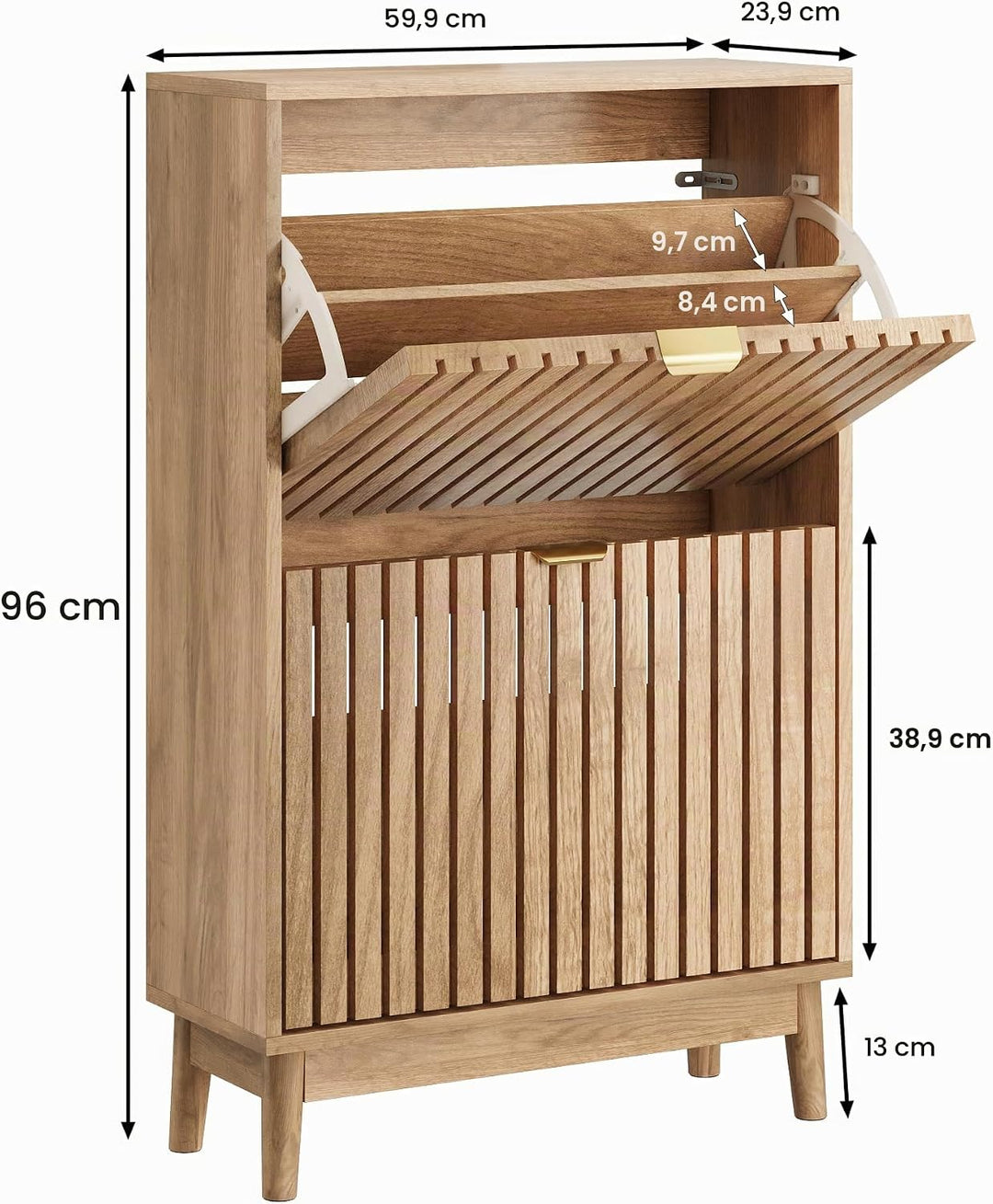Schuhschrank, Schuhschrank für den Eingangsbereich, mit 2 Klappschubladen, schmaler Schuh-Organizer