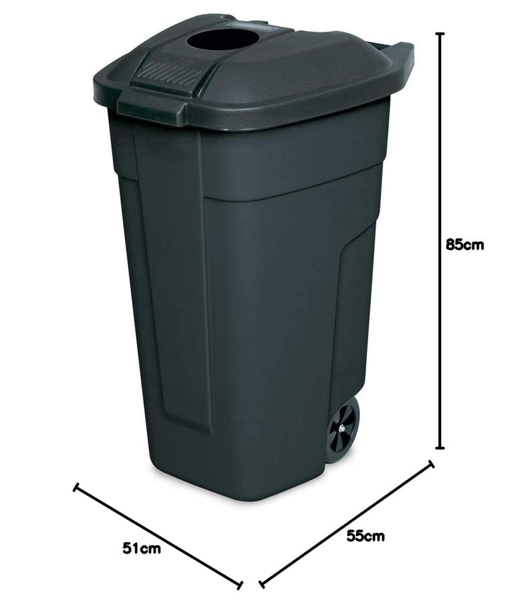BRB 100 Liter Abfall-Tonne mit Einwurföffnung im Deckel, BxTxH 510x550x850 mm (schwarz/schwarz), sch