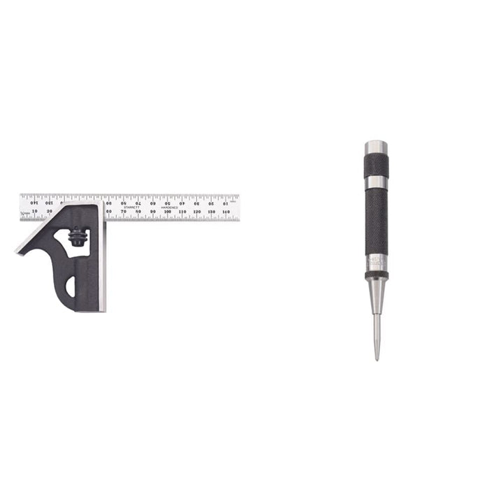 Starrett 10MH-150 Kombinationswinkel mit Winkelaufsatz, 150 mm, Metrisch & Automatikkörner mit justi