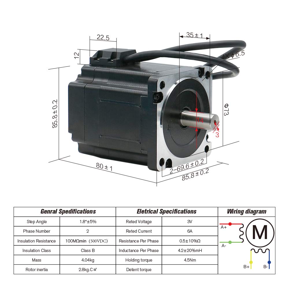 4.5N Set 3 Kit CNC NEMA34 Motor mit geschlossenem Regelkreis 86HSE 6A Hybrid Nema 34 HBS86H &amp; 400W D
