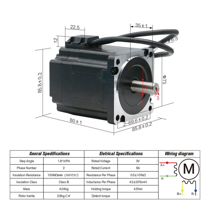4.5N Set 3 Kit CNC NEMA34 Motor mit geschlossenem Regelkreis 86HSE 6A Hybrid Nema 34 HBS86H &amp; 400W D