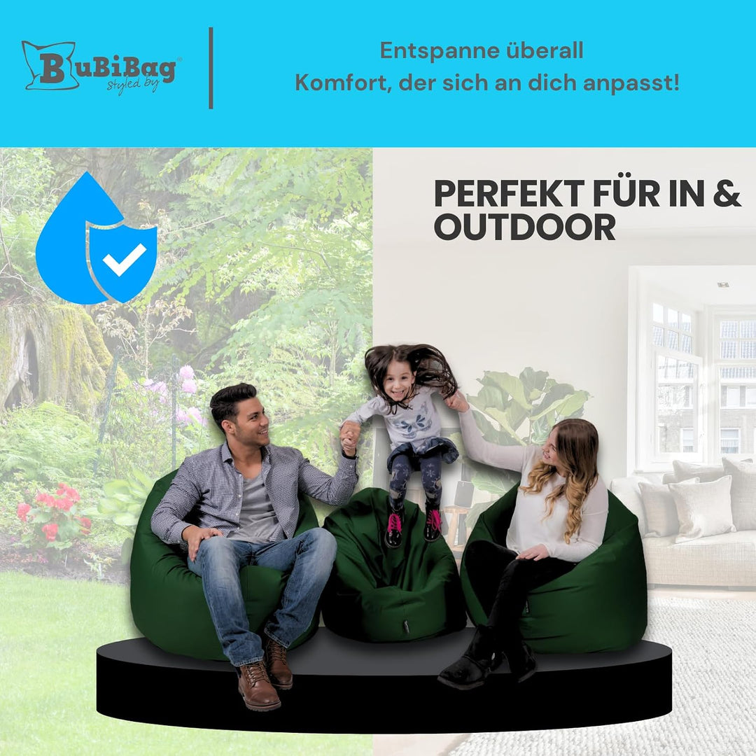 BuBiBag 2in1 Sitzsack L - XXL mit Füllung für Kinder &amp; Erwachsene, Gaming Beanbag &amp; Bodenkissen für