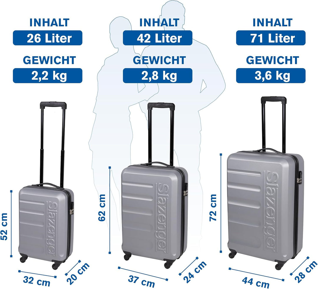 Slazenger Kofferset - Kofferset 3-Teilig Hartschale - ABS Material - Koffer set - Reisekoffer Set -