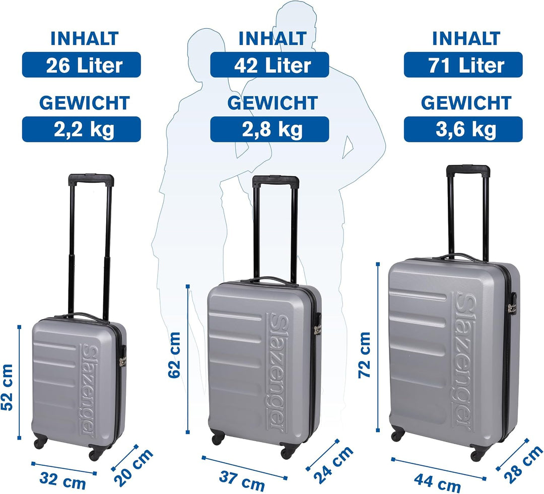 Slazenger Kofferset - Kofferset 3-Teilig Hartschale - ABS Material - Koffer set - Reisekoffer Set -