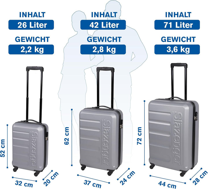 Slazenger Kofferset - Kofferset 3-Teilig Hartschale - ABS Material - Koffer set - Reisekoffer Set -