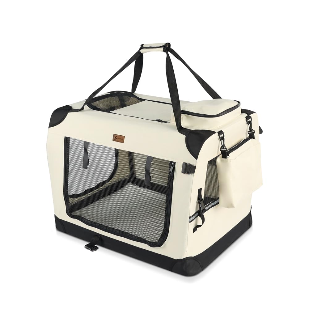VOUNOT Hundebox faltbar, Transportbox Katze Hunde, Hundetasche, Oxford-Gewebe, Netzstoff, Atmungsakt