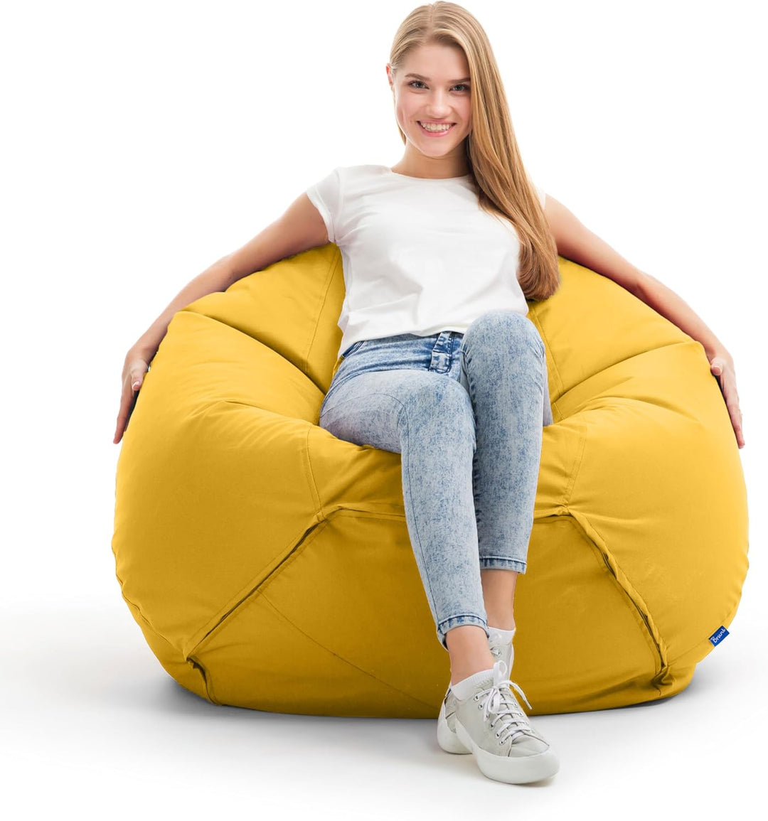 Bruni Kinder-Sitzsack Classico S in Gelb – Sitzsack mit Innensack für Kinder, Abnehmbarer Bezug, leb