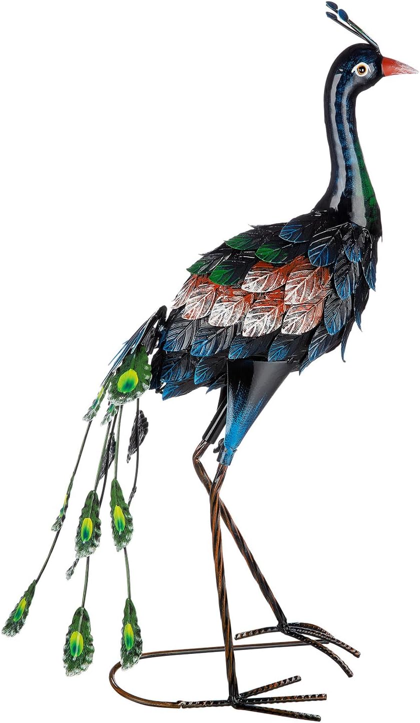 GILDE Metall Pfau bunt H59cm Höhe 57 cm Blau, Grün, Höhe 57 cm Blau, Grün