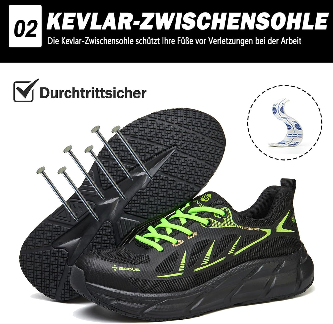 ISOOUS Arbeitsschuhe Herren Sicherheitsschuhe Damen Stahlkappenschuhe Sportlich Atmungsaktiv Schutzs