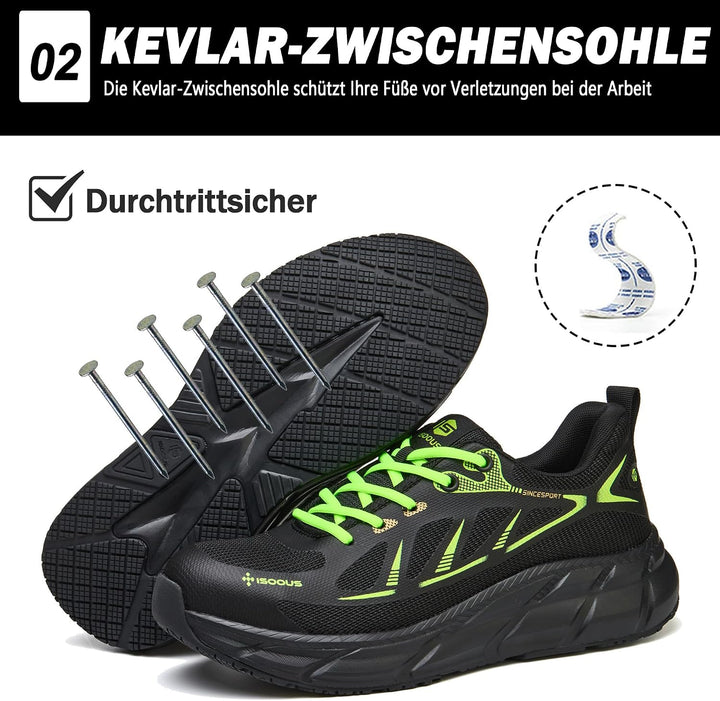ISOOUS Arbeitsschuhe Herren Sicherheitsschuhe Damen Stahlkappenschuhe Sportlich Atmungsaktiv Schutzs