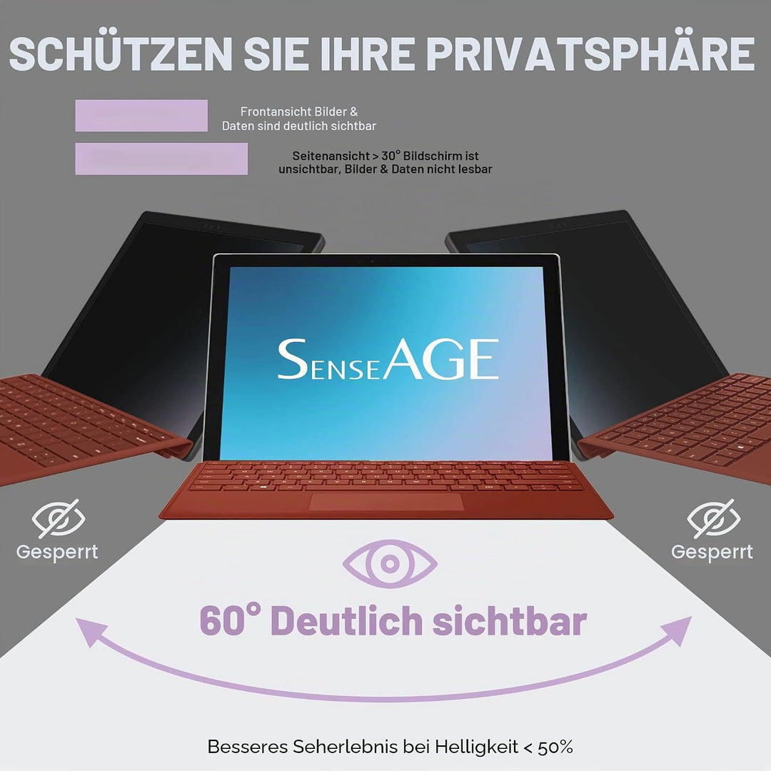 SenseAGE Magnetischer Blickschutzfilter für Microsoft Surface Pro 7+/7/6/5/4 (12.3"), Entfernbare, A