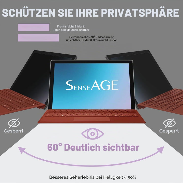 SenseAGE Magnetischer Blickschutzfilter für Microsoft Surface Pro 7+/7/6/5/4 (12.3"), Entfernbare, A