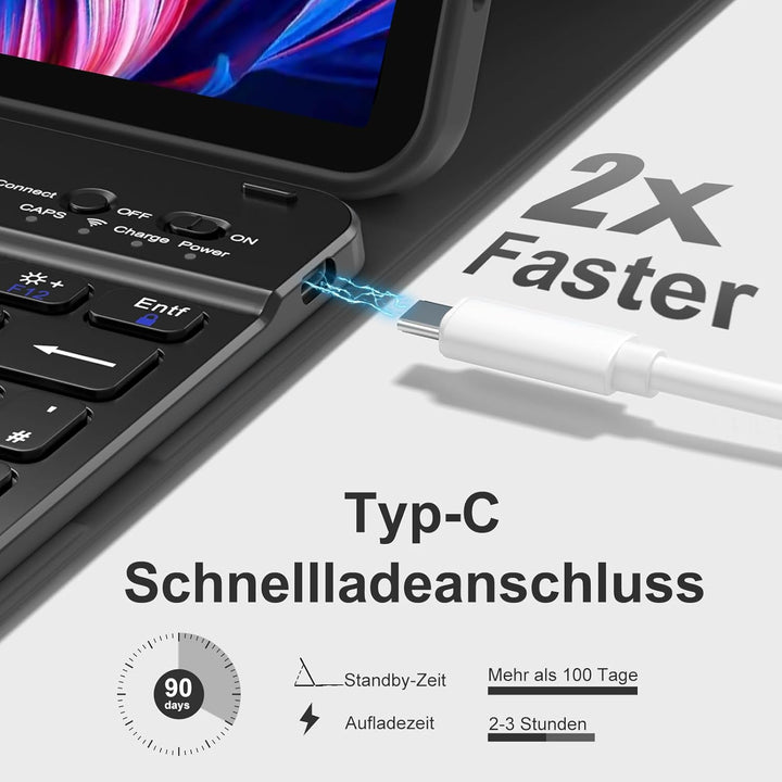 Hülle mit Tastatur für iPad Air 11 Zoll M3 2025 M2 2024/Air 5 Generation 2022 4 Gen 2020 10,9 Zoll,