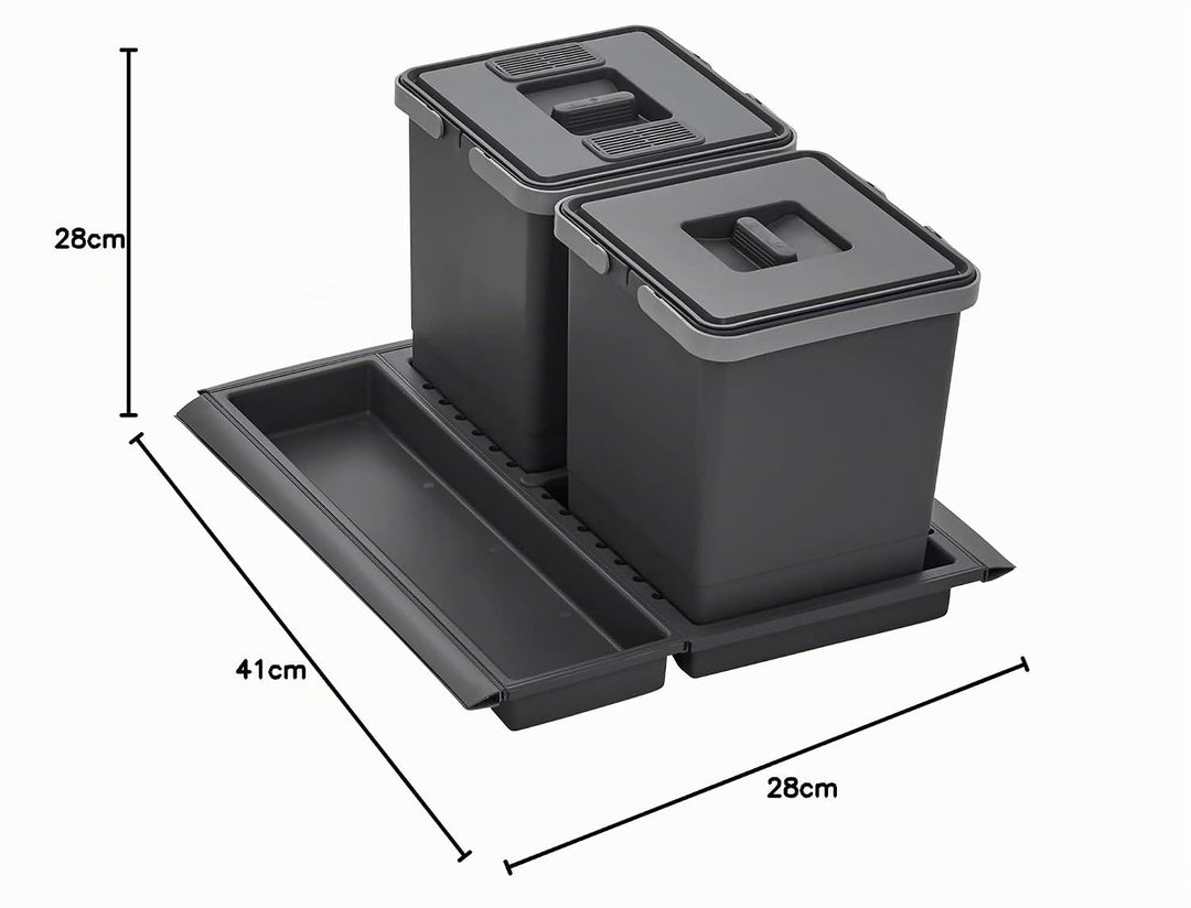 SOTECH Abfallsammler Draw 10+10L Mülleimer mit Deckel Abfallsystem für Auszug Korpusbreite 50 cm DRA